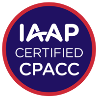 Circular graphic of the Certified Professional in Accessibility Core Competencies badge.